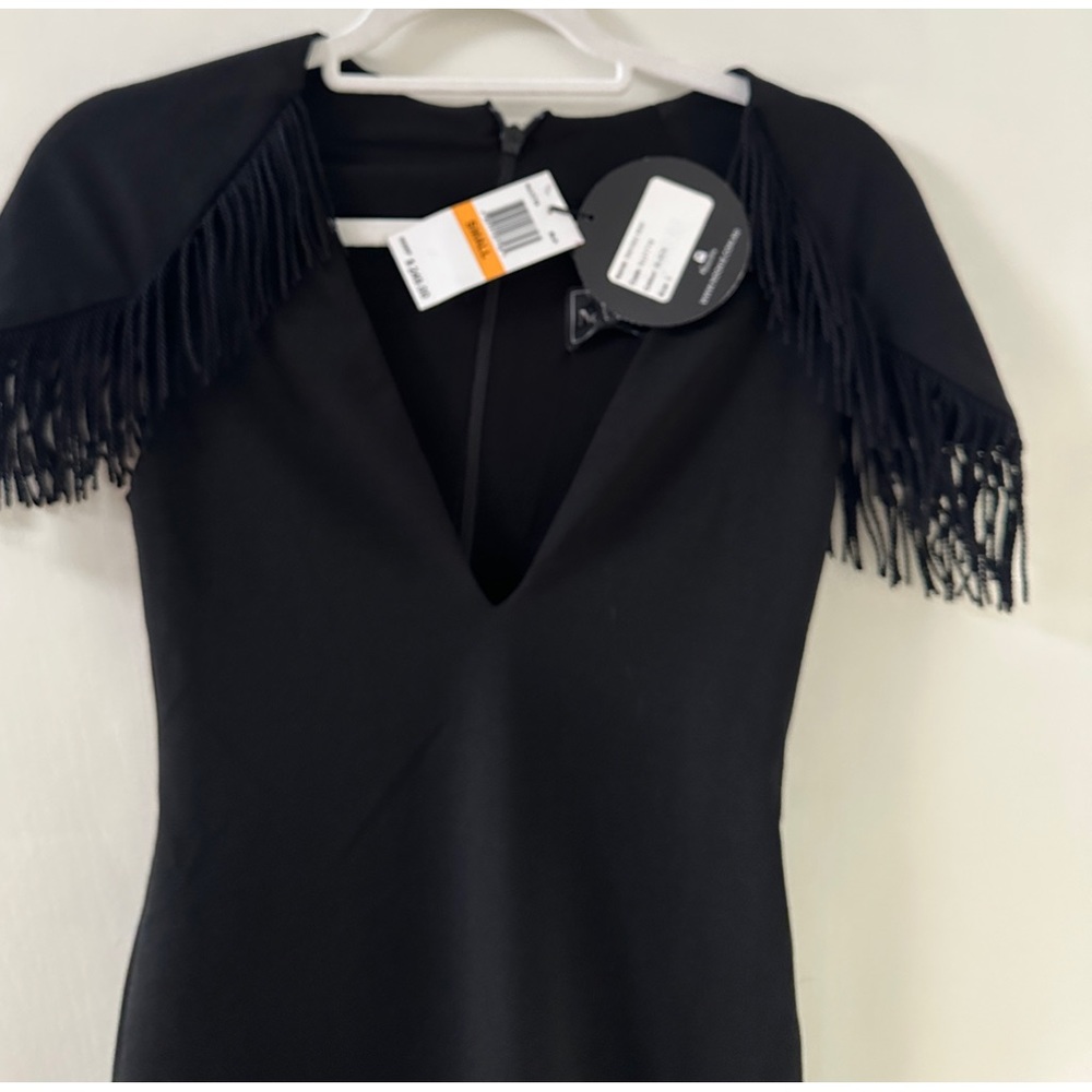 Nookie Black Mendez Fridge Detail Shoulder V-Neck Bodycon Party Midi Dress S - Picture 8 of 14
